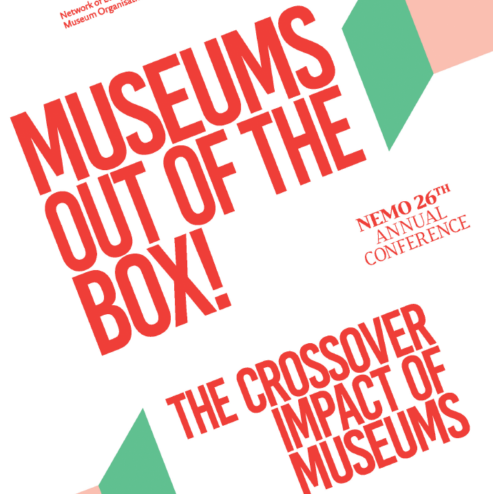 This graphic announces Nemo's Annual Conference 2018. It takes place under the slogan "Museums out of the Box."  
