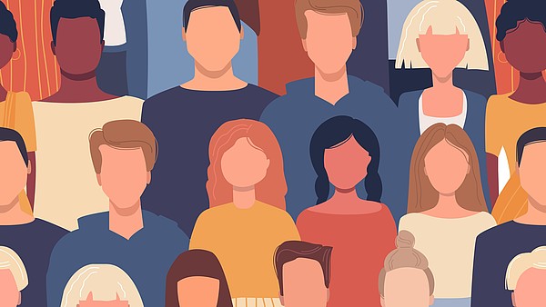 Vector graphic of numerous people with different visual features.