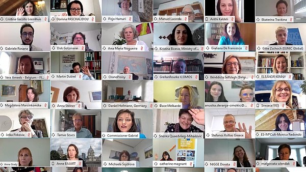 Screenshot of zoom meeting with many people.